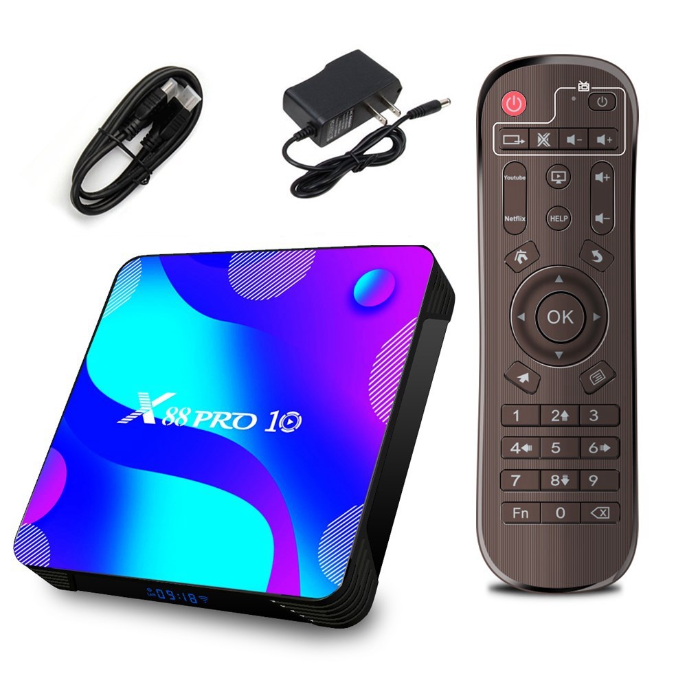 X88 Pro 10 Android 11.0 16G+2G Tv Box 4K Rk3318 Wifi Bt Media Player 100M