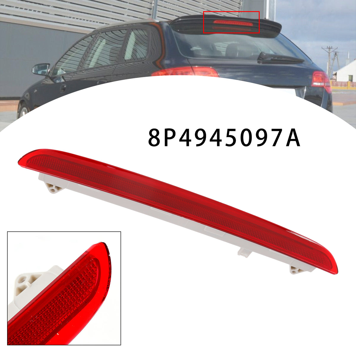 2004-2013 AUDI A3 S3 RS3 8P Sportback models(Tail door with Spoiler) . Only for vehicles with a rear spoiler. (NOT FIT TO CABRIO MODELS) Rear Third 3RD Brake Stop Light 8P4945097A Generic