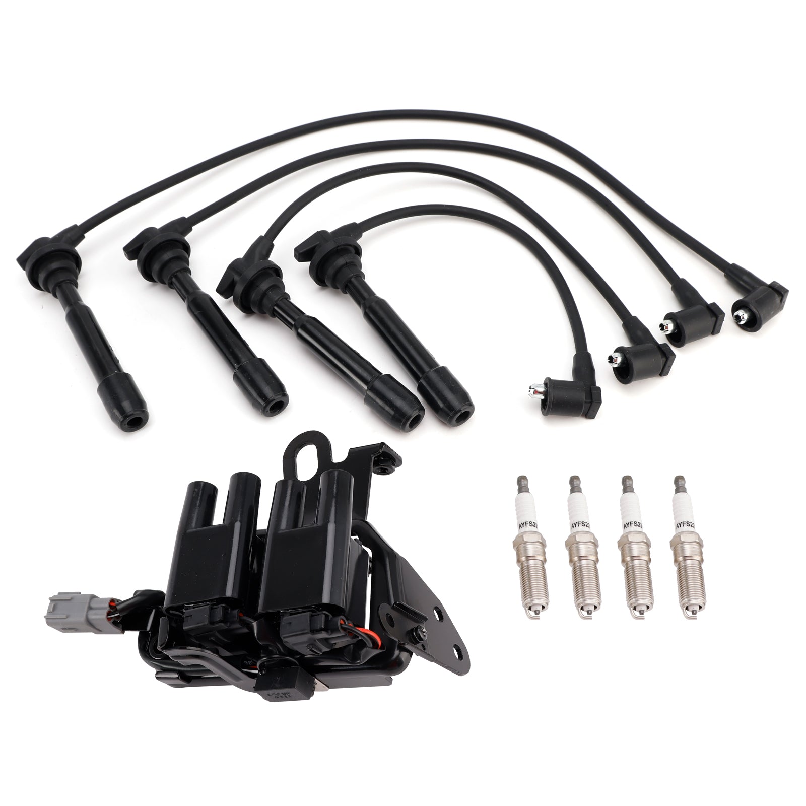 1 Ignition Coil+4 Spark Plug+ Wires Pack Uf419 For Hyundai Elantra Kia Soul 2.0