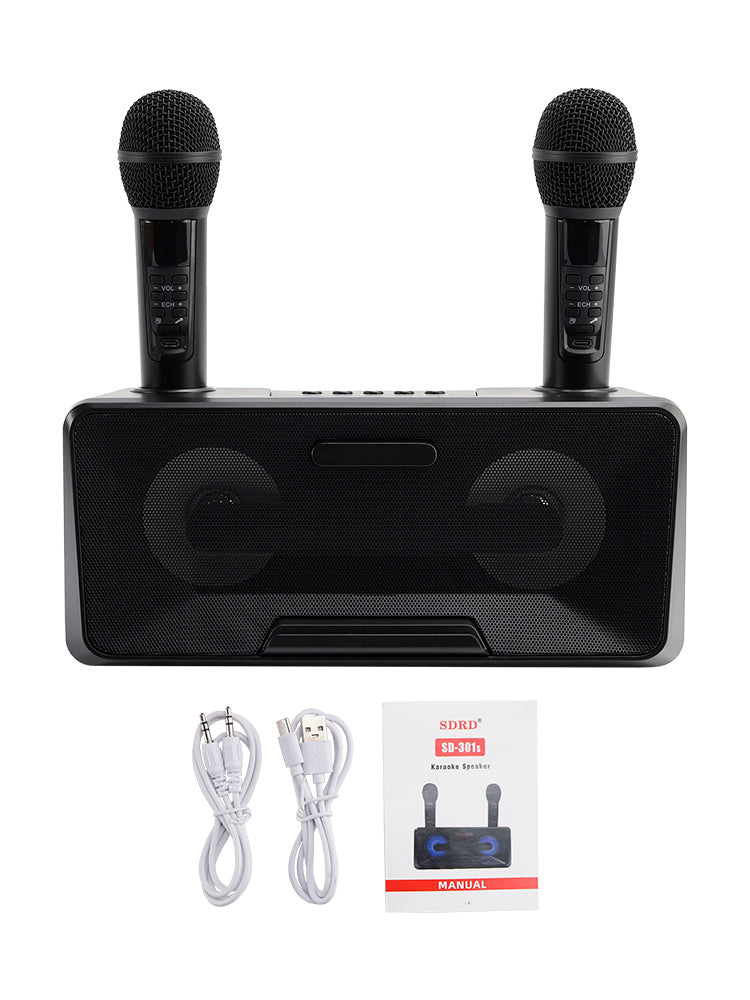 Wireless Bluetooth Speaker Dual Microphone Karaoke All-In-One Outdoor Portable