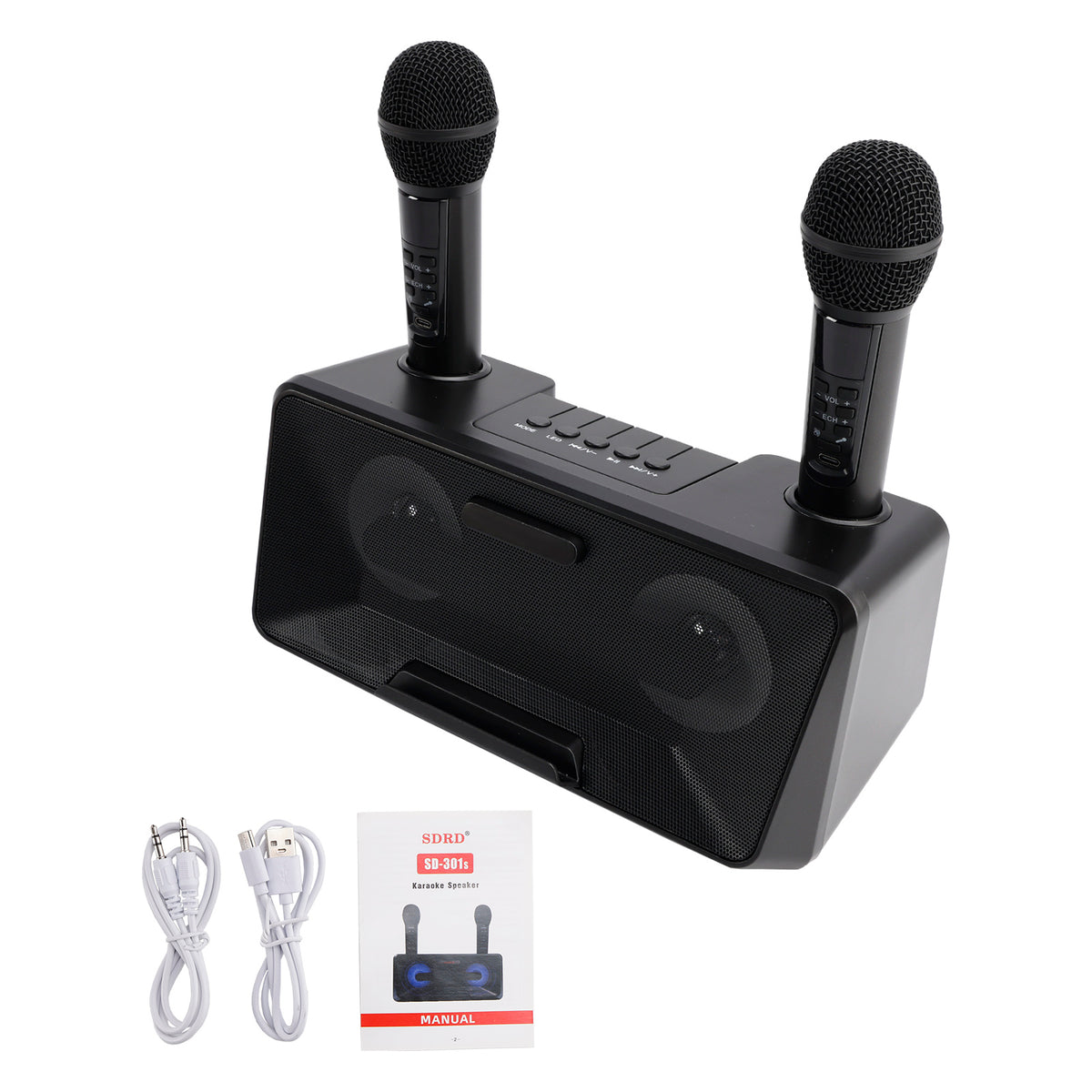 Wireless Bluetooth Speaker Dual Microphone Karaoke All-In-One Outdoor Portable