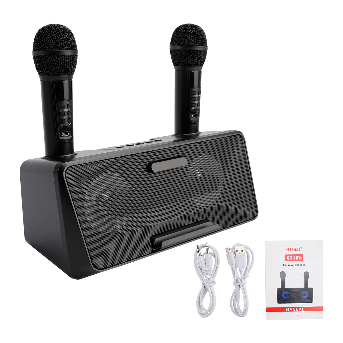 Wireless Bluetooth Speaker Dual Microphone Karaoke All-In-One Outdoor Portable