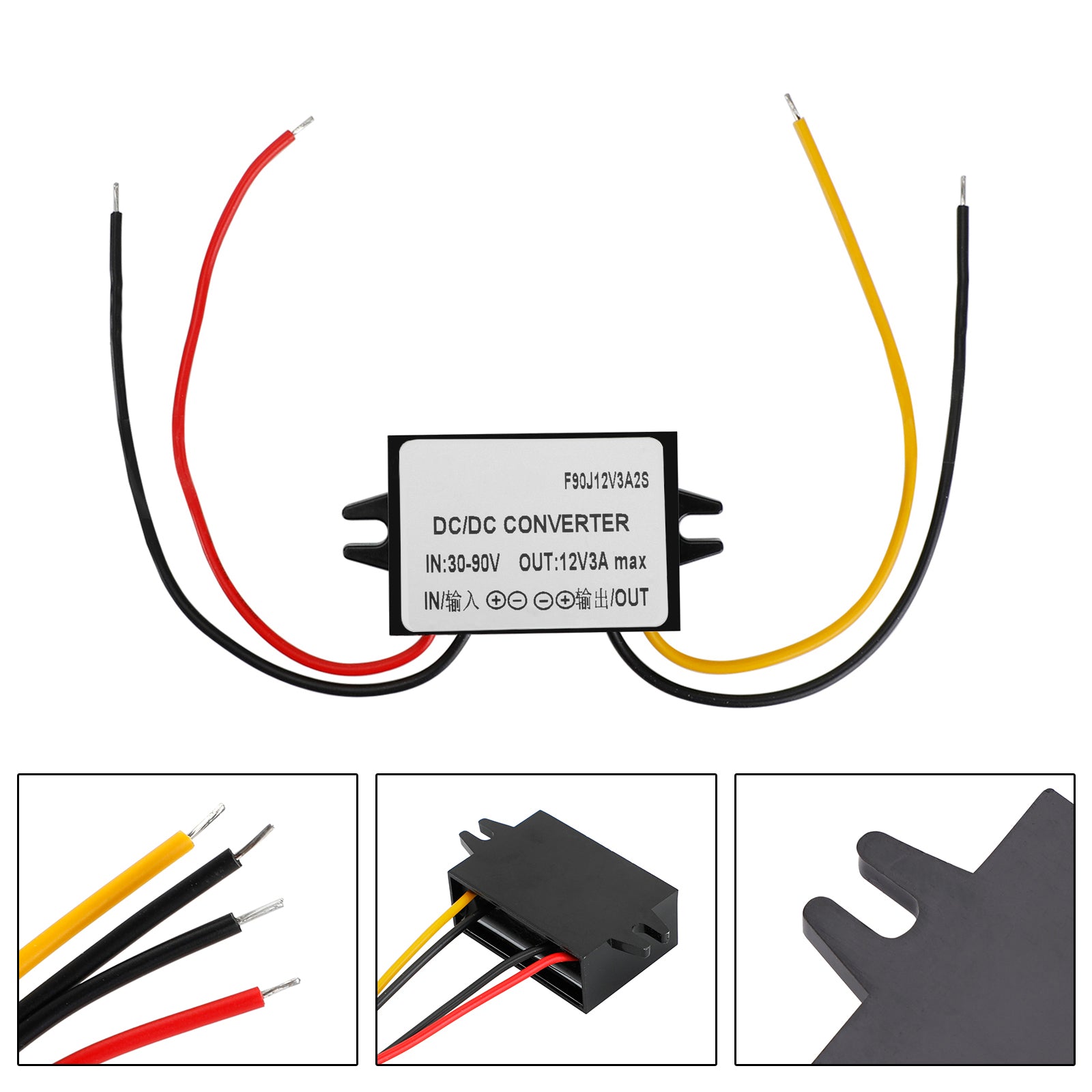 Waterproof DC-DC Converter 30-90V Step Down to 12V Power Supply Module 3A