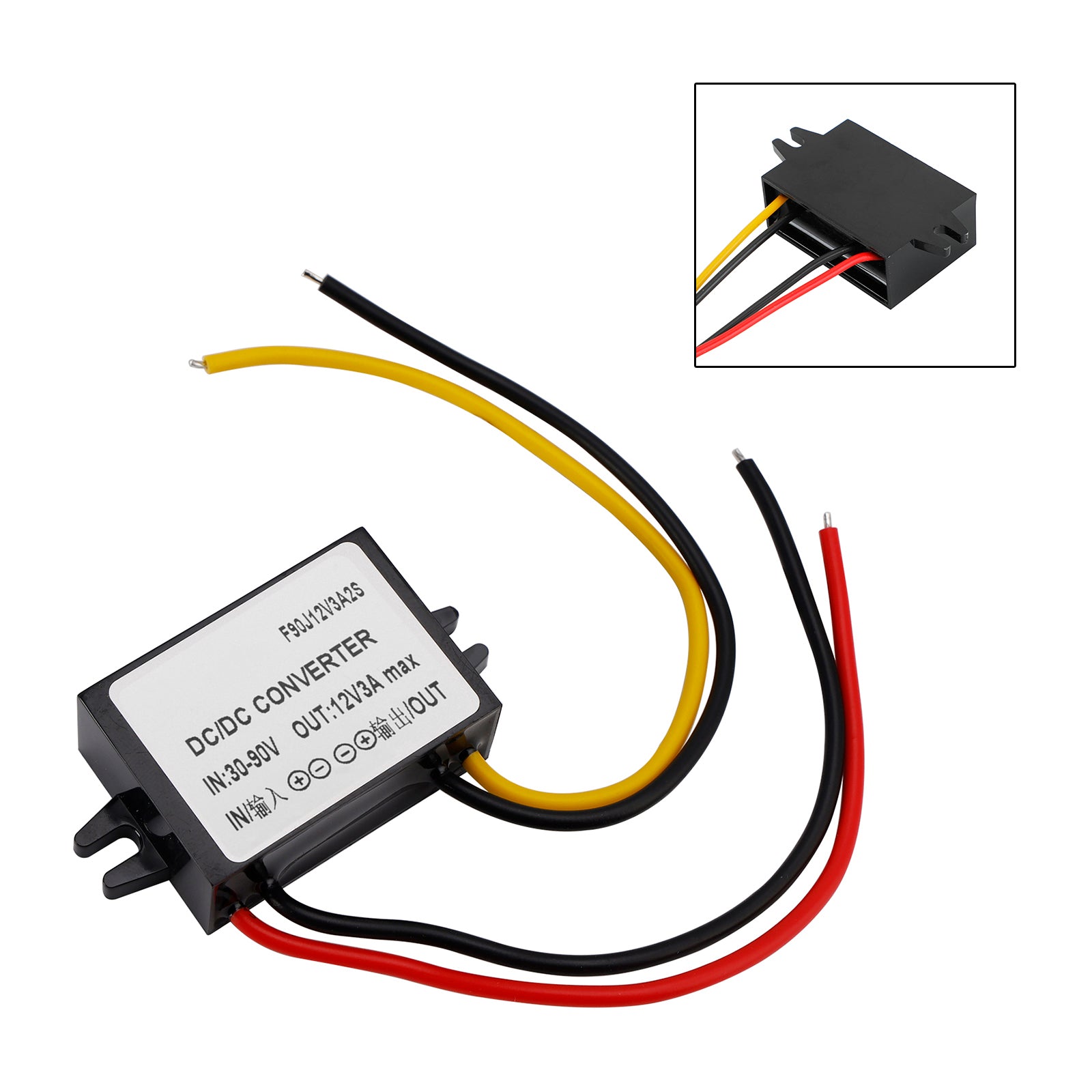 Waterproof DC-DC Converter 30-90V Step Down to 12V Power Supply Module 3A