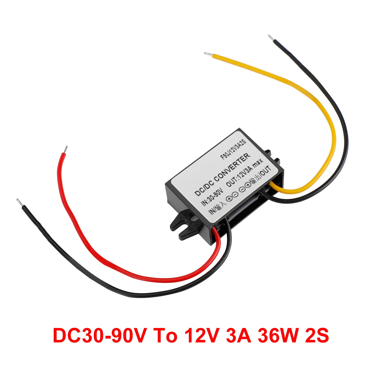 Waterproof DC-DC Converter 30-90V Step Down to 12V Power Supply Module 3A