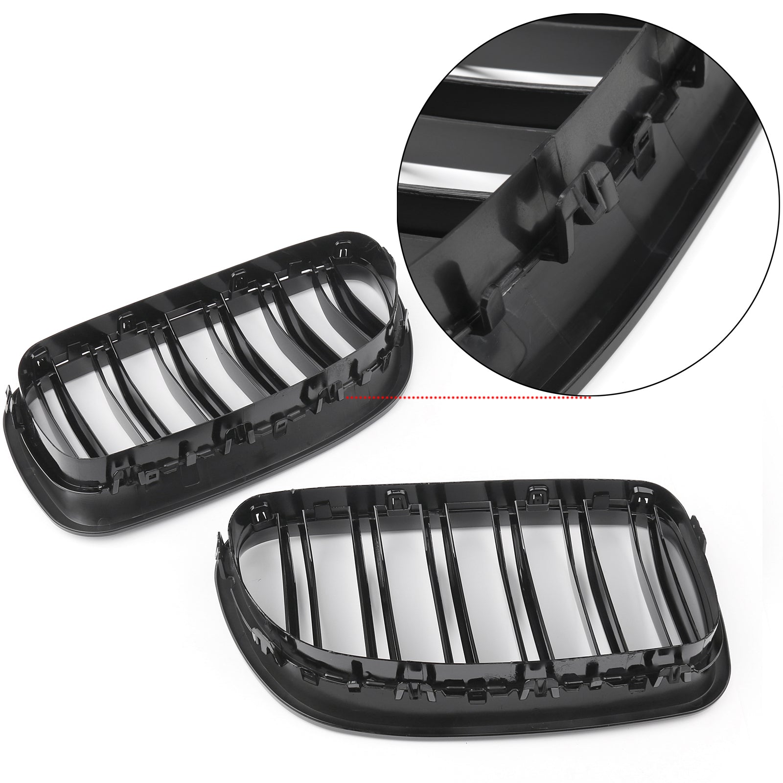 2011-2016 BMW 5-Series F10 Gloss Black Front Kidney Grille 51137203649 51137203650 Generic