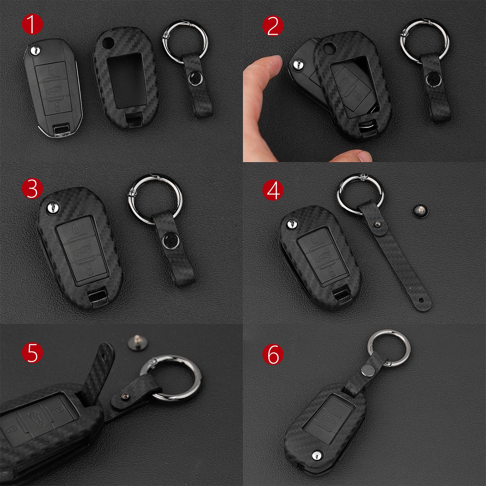 Leather Silicone Car Key Case Cover With Buckle For Peugeot