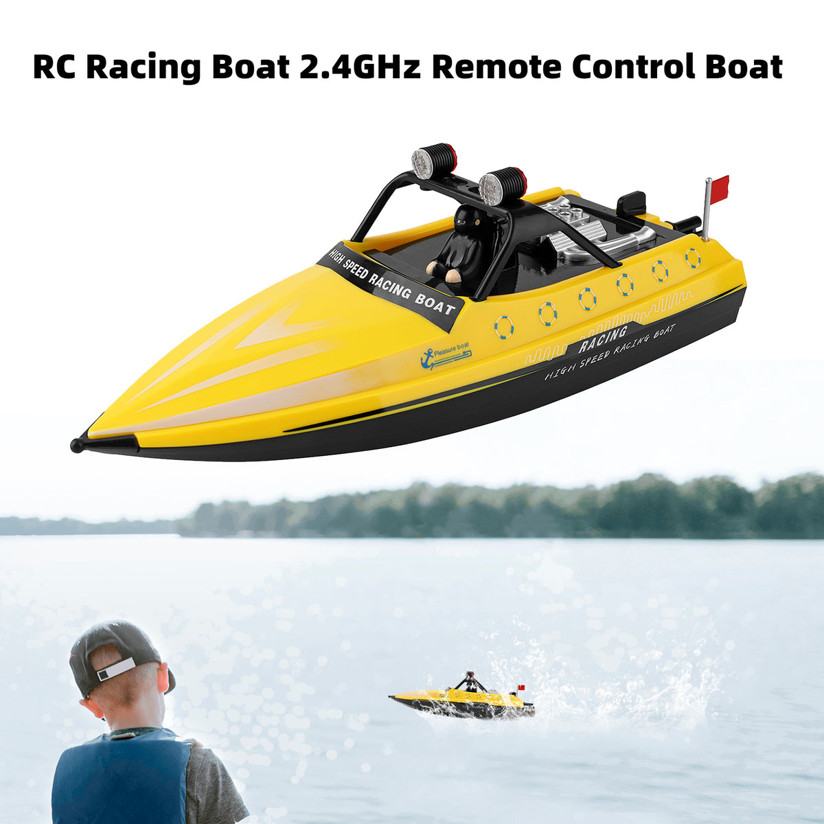 Wltoys WL917 RC Jet Boat RC Racing Boat 2.4GHz Remote Control Boat Toy Yellow