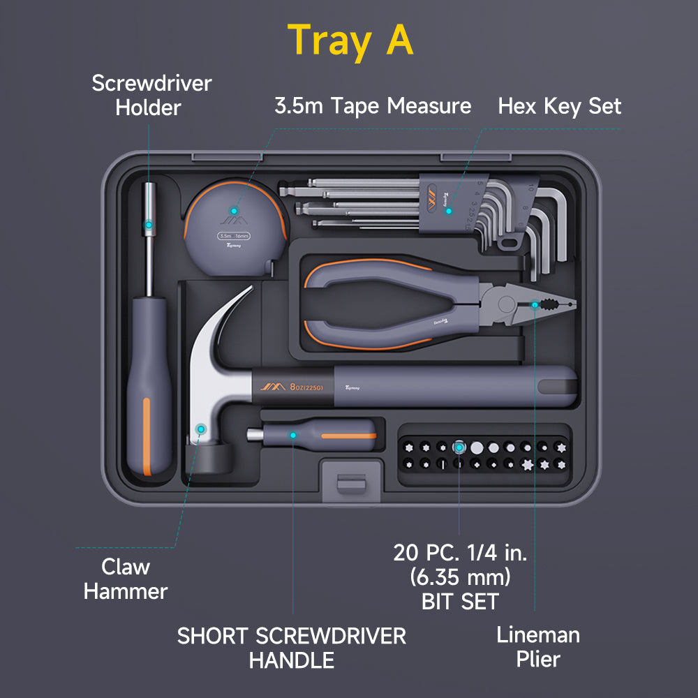 Repair Tool Kit Set of 34 Pieces General Household Maintenance Mechanics Auto Repairing Basic Combo Kit Hand Tool Set