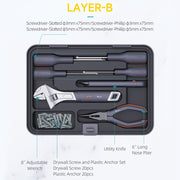 Repair Tool Kit Set of 8 Pieces X Tray Set-B Grey for General Household Maintenance Mechanics Auto Repairing Basic Combo Kit Hand Tool Set