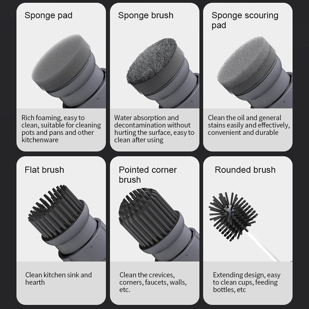 Electric Cleaning Brush Electric Spin Scrubber with 3 Variable Brush Heads and 6 Pad Heads for Wall/Bathtub/Toilet/Window/Kitchen/Sink/Dish/Grout/Bathroom Cleaning Power Scrubber