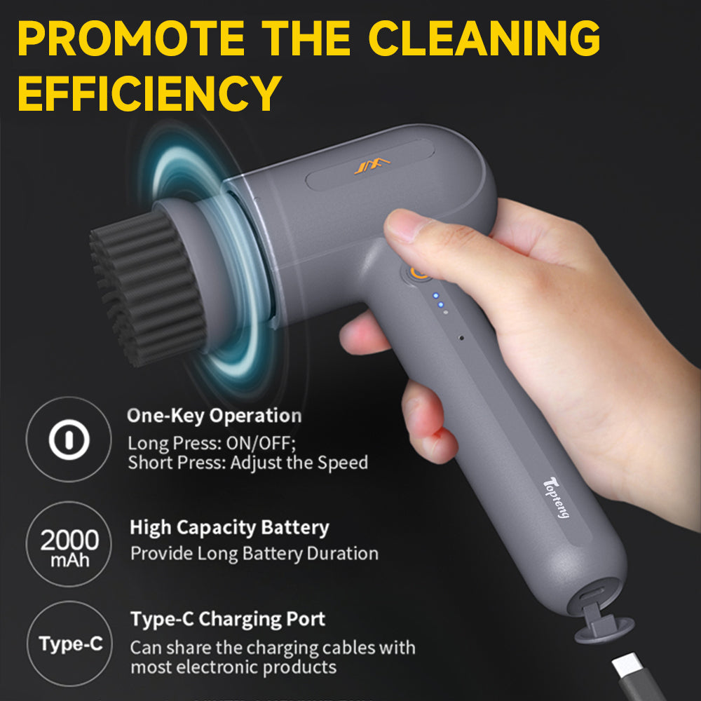 Electric Cleaning Brush Electric Spin Scrubber with 3 Variable Brush Heads and 6 Pad Heads for Wall/Bathtub/Toilet/Window/Kitchen/Sink/Dish/Grout/Bathroom Cleaning Power Scrubber