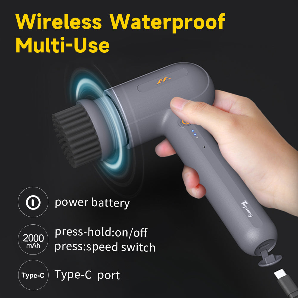 Electric Cleaning Brush Electric Spin Scrubber with 3 Variable Brush Heads and 6 Pad Heads for Wall/Bathtub/Toilet/Window/Kitchen/Sink/Dish/Grout/Bathroom Cleaning Power Scrubber