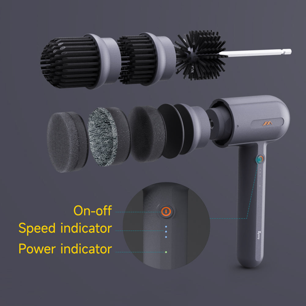 Electric Cleaning Brush Electric Spin Scrubber with 3 Variable Brush Heads and 6 Pad Heads for Wall/Bathtub/Toilet/Window/Kitchen/Sink/Dish/Grout/Bathroom Cleaning Power Scrubber