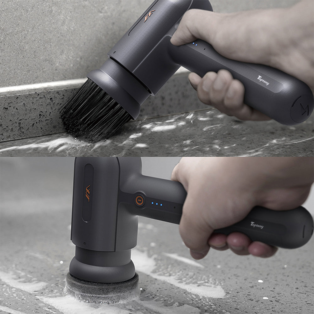 Electric Cleaning Brush Electric Spin Scrubber with 3 Variable Brush Heads and 6 Pad Heads for Wall/Bathtub/Toilet/Window/Kitchen/Sink/Dish/Grout/Bathroom Cleaning Power Scrubber
