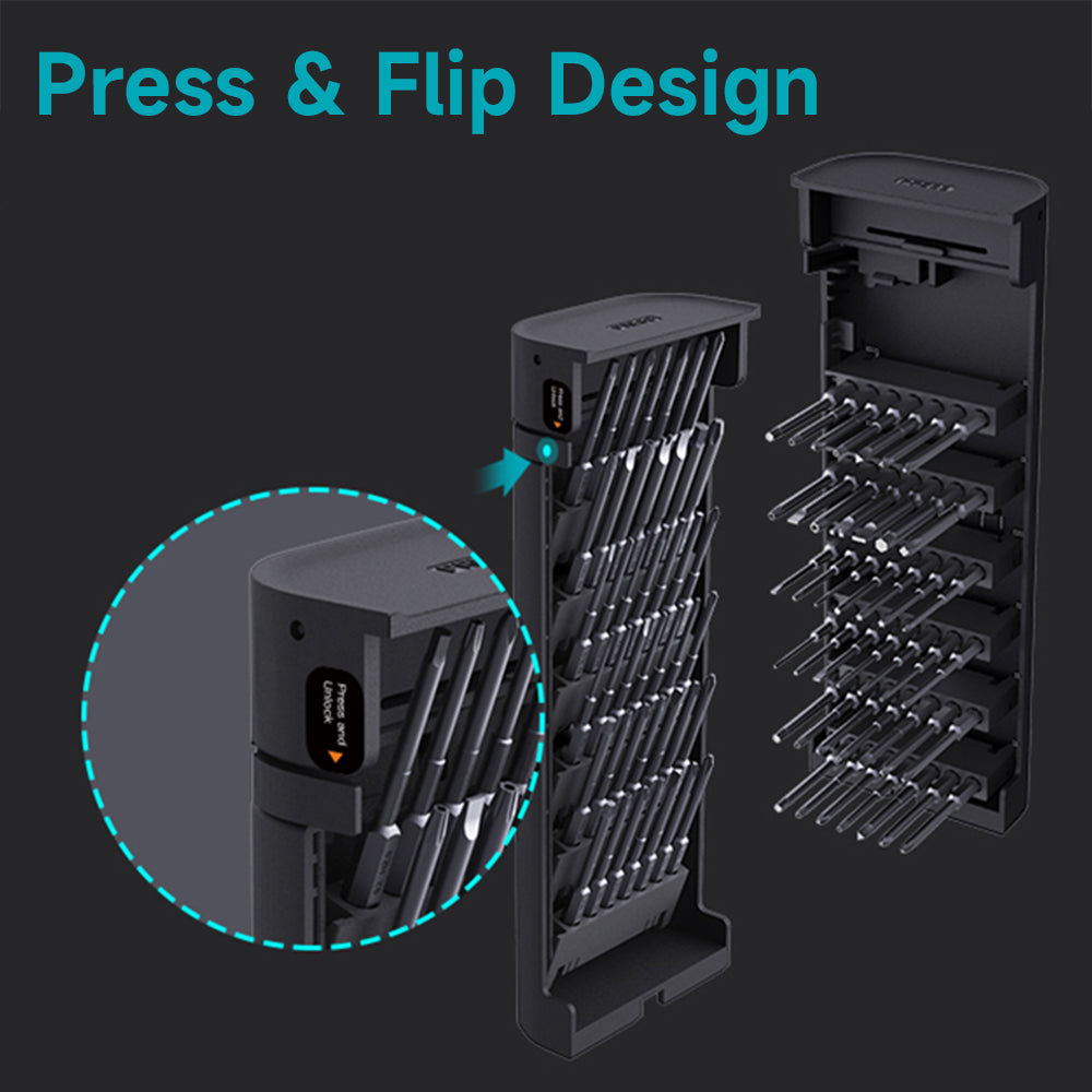 Precision Screwdriver Set 60-Pieces Hobby and Repair Set DIY PC Phone Hardware Electronic Devices Repair Watch Portable Compact 4mm Bits Slim Rotating Screwdriver Tweezers