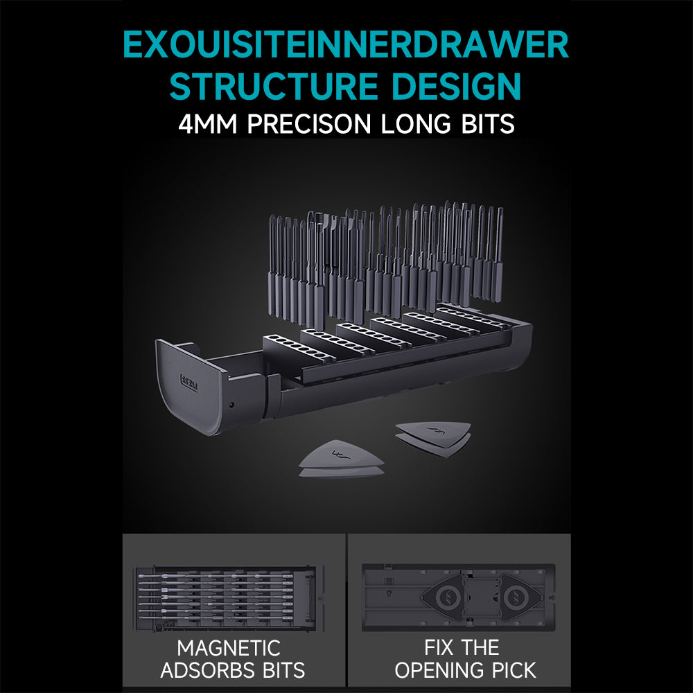Precision Screwdriver Set 60-Pieces Hobby and Repair Set DIY PC Phone Hardware Electronic Devices Repair Watch Portable Compact 4mm Bits Slim Rotating Screwdriver Tweezers
