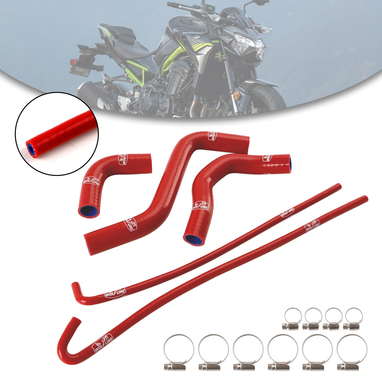 2017-2026 Kawasaki Z900 Silicone Radiator coolant Hose kit