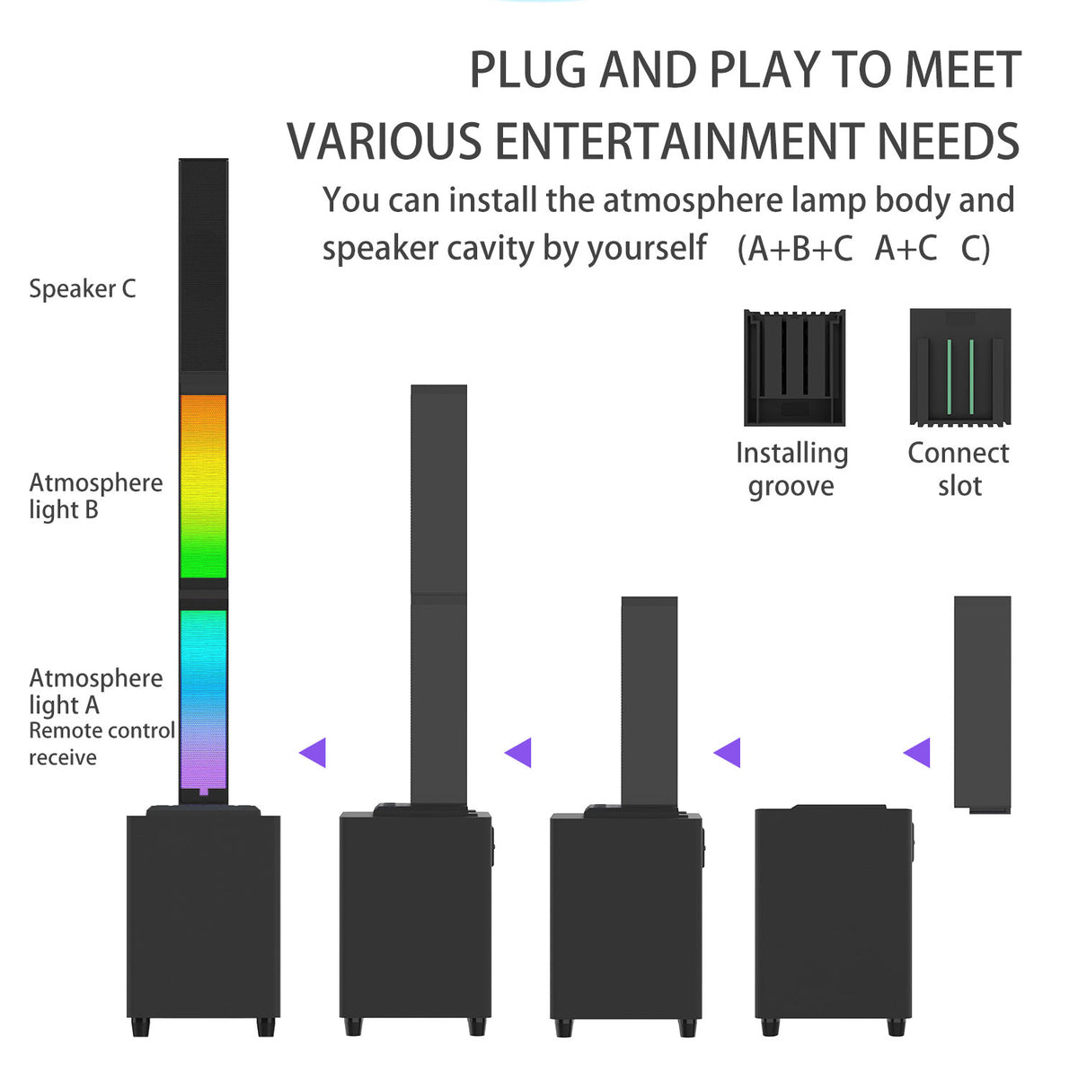 Bluetooth Speaker 2.1 Subwoofer RGB Detachable TWS Wireless Karaoke Home Theater