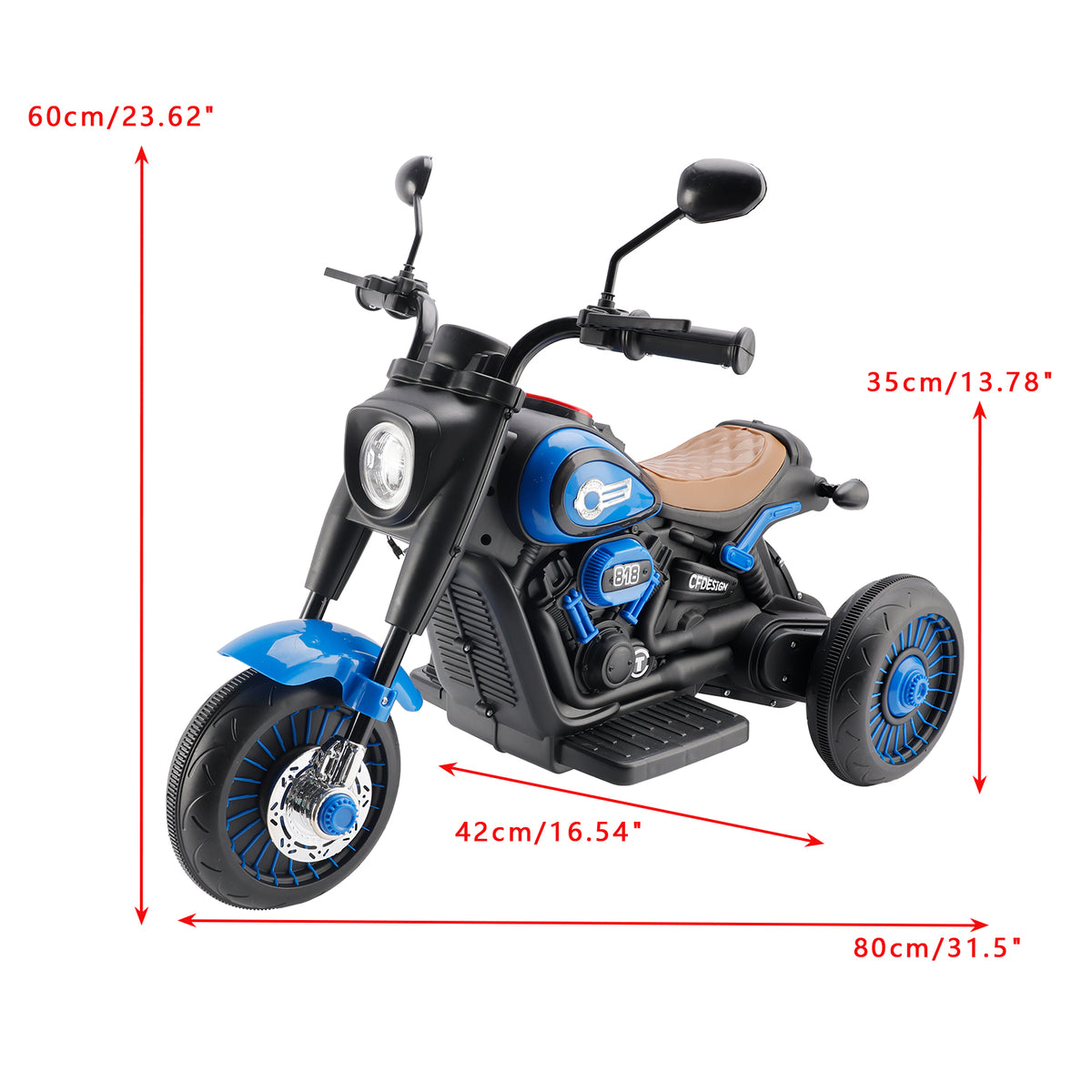 3Wheel 6V Kid Ride On Motorcycle Electric Toy With Colorful Light And Music Blue