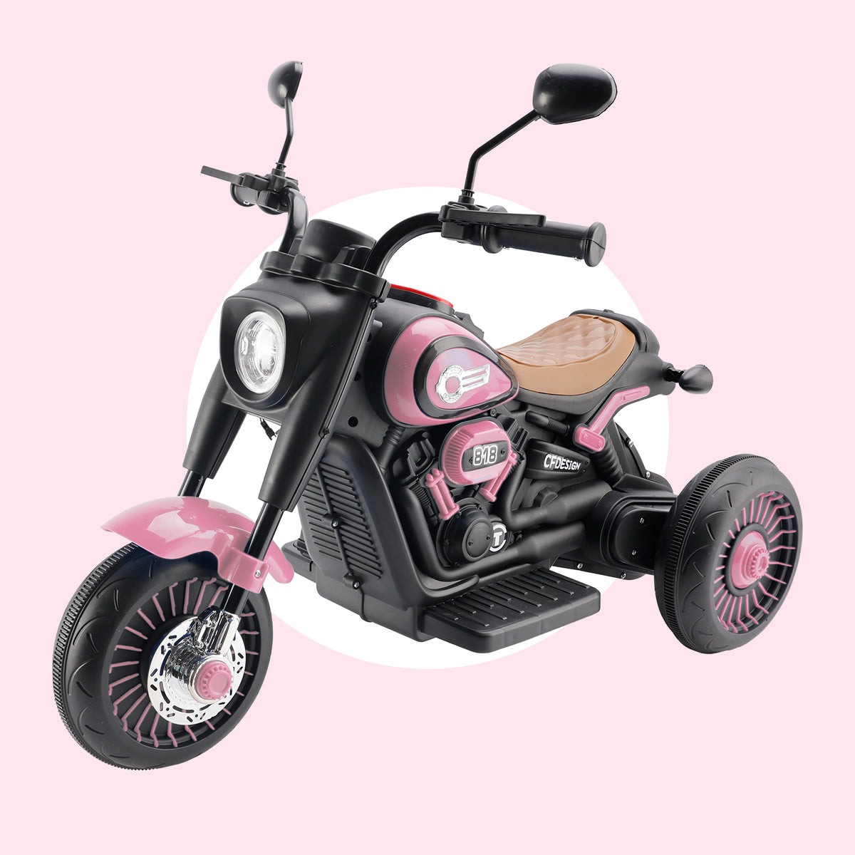 3Wheel 6V Kid Ride On Motorcycle Electric Toy With Colorful Light And Music Pink