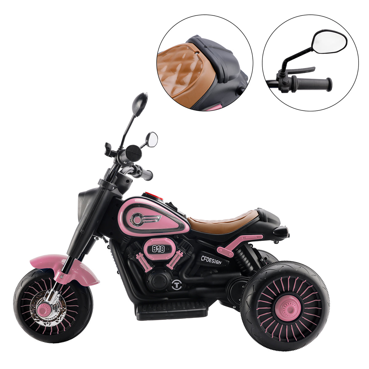 3Wheel 6V Kid Ride On Motorcycle Electric Toy With Colorful Light And Music Pink