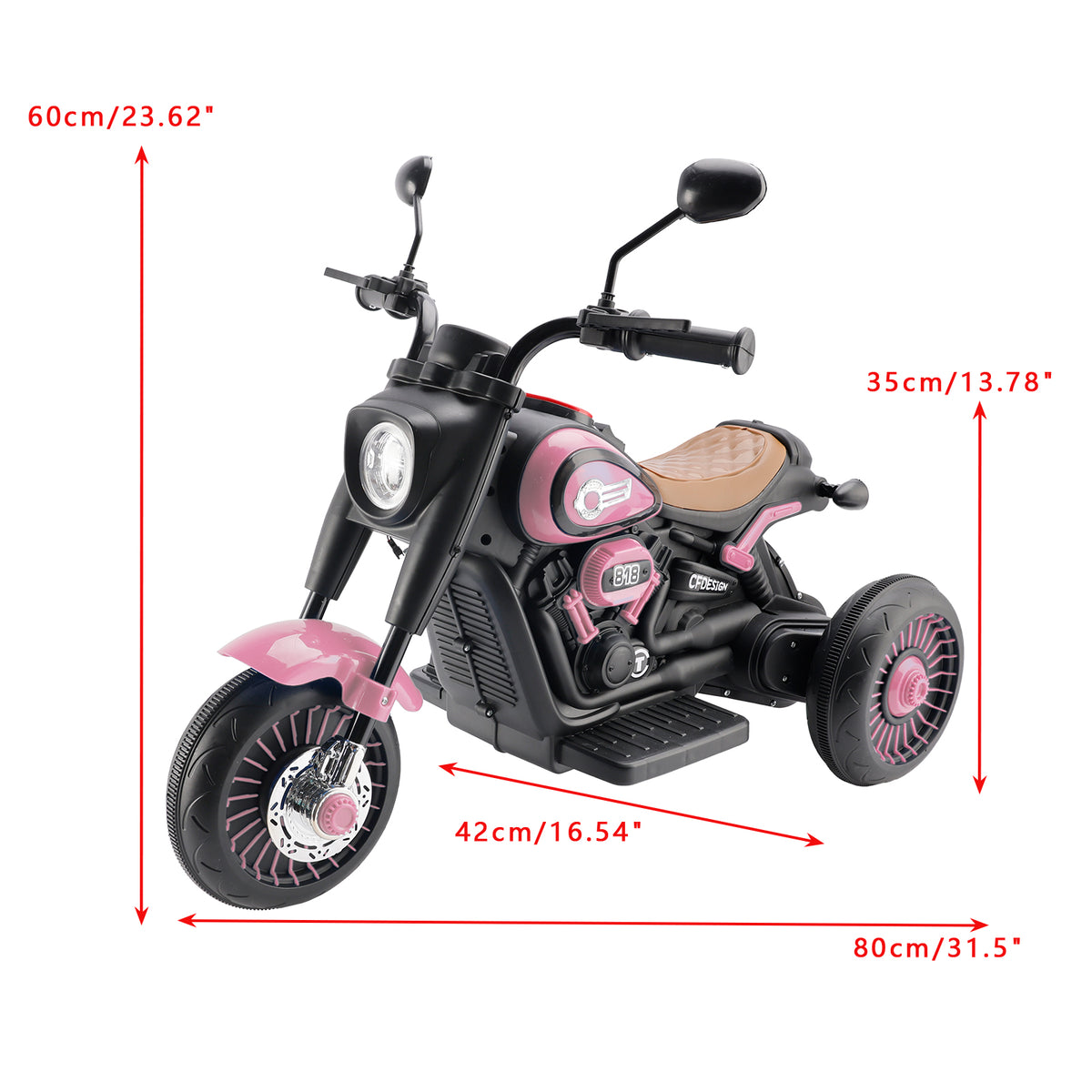 3Wheel 6V Kid Ride On Motorcycle Electric Toy With Colorful Light And Music Pink