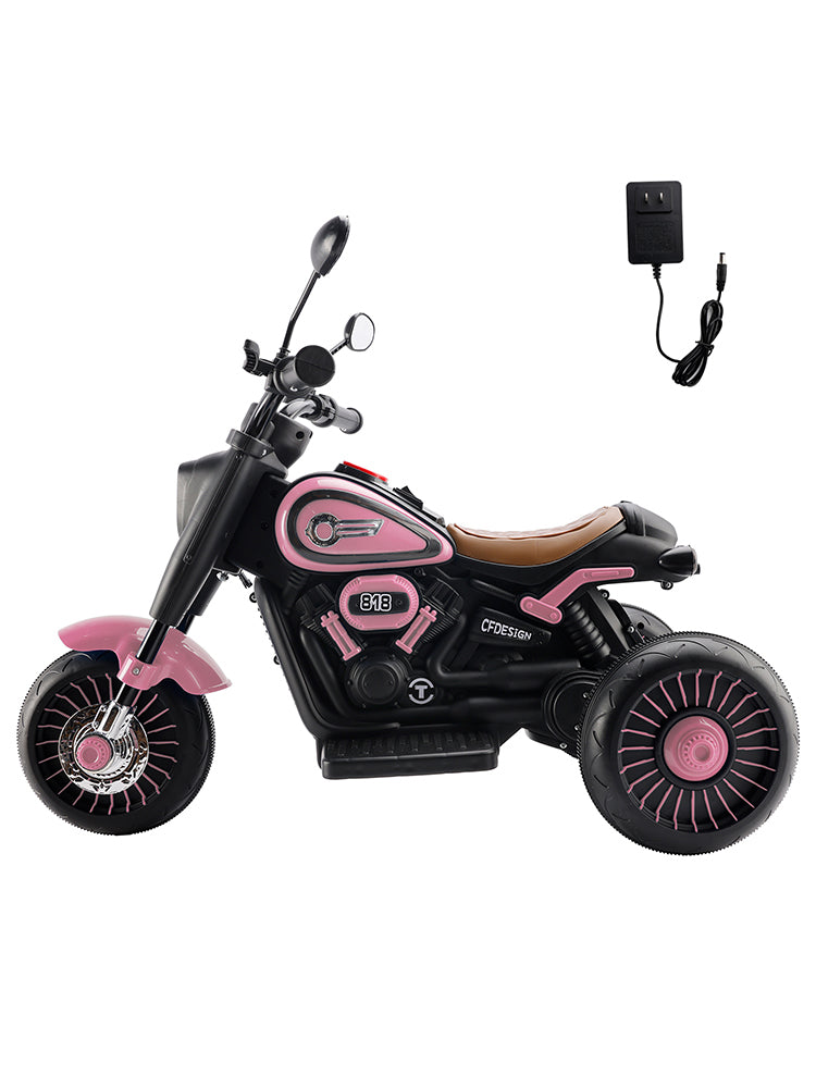 3Wheel 6V Kid Ride On Motorcycle Electric Toy With Colorful Light And Music Pink