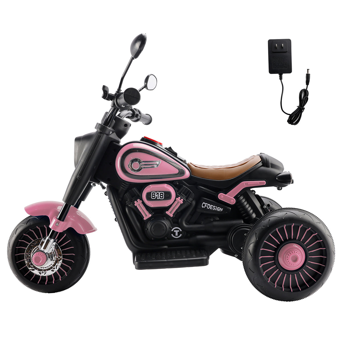 3Wheel 6V Kid Ride On Motorcycle Electric Toy With Colorful Light And Music Pink