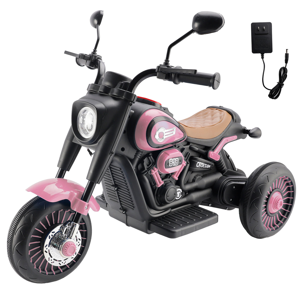 3Wheel 6V Kid Ride On Motorcycle Electric Toy With Colorful Light And Music Pink