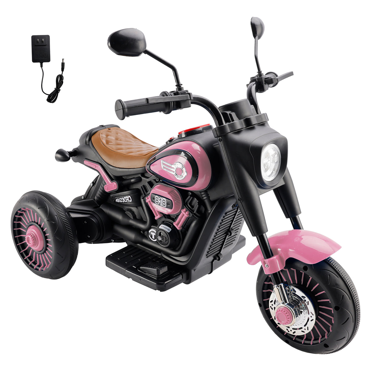 3Wheel 6V Kid Ride On Motorcycle Electric Toy With Colorful Light And Music Pink