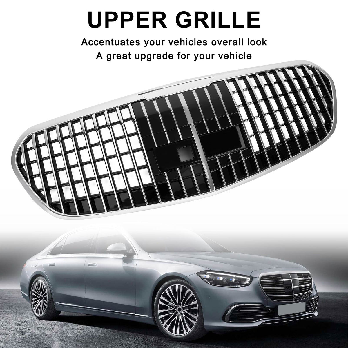 Front Bumper Upper Grille Fit Mercedes Benz S Class W223 S450L S500 S580 2021+