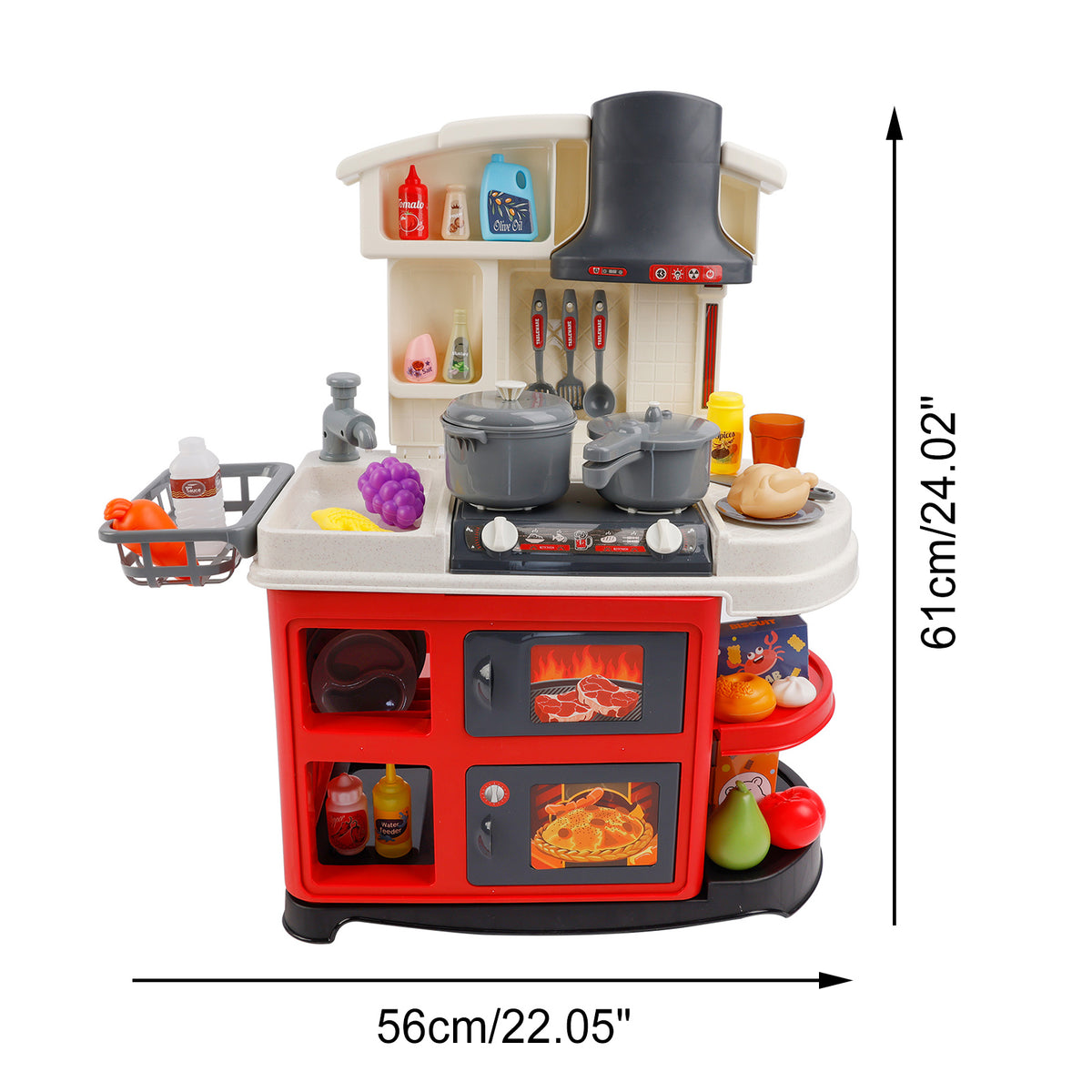 52Pcs Plastic Tableware Kitchen Set With Faucet Water Spray Function Kid Toy