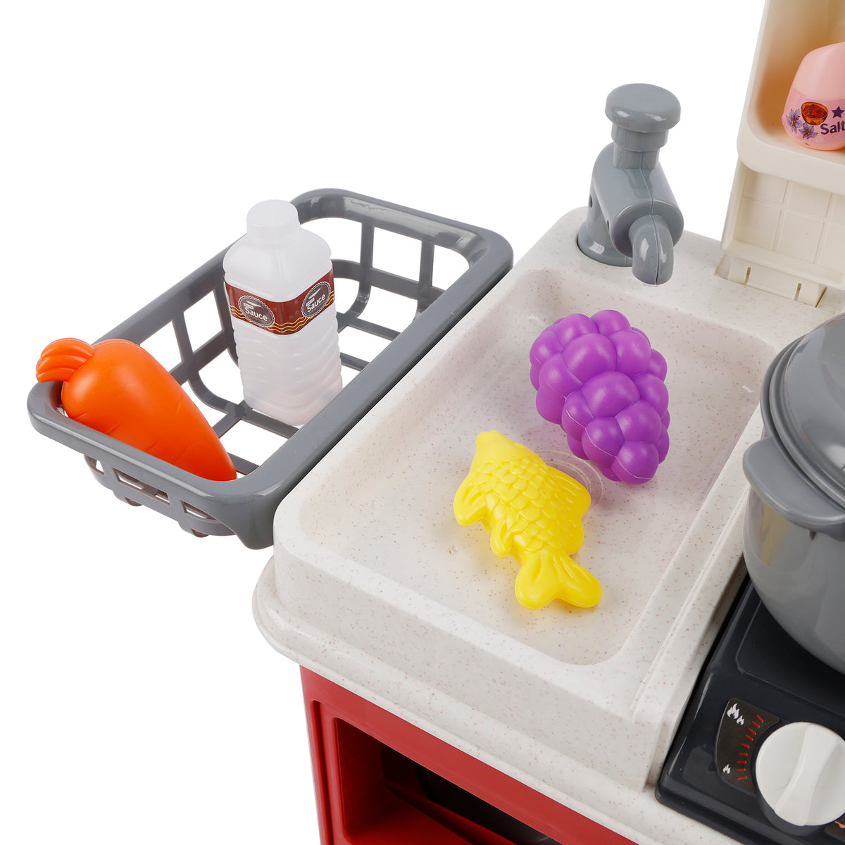 52Pcs Plastic Tableware Kitchen Set With Faucet Water Spray Function Kid Toy