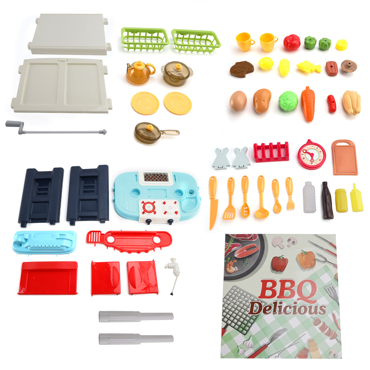 Plastic Tableware Kitchen Set With Sound, Light And Spray Function Kid Toy Blue