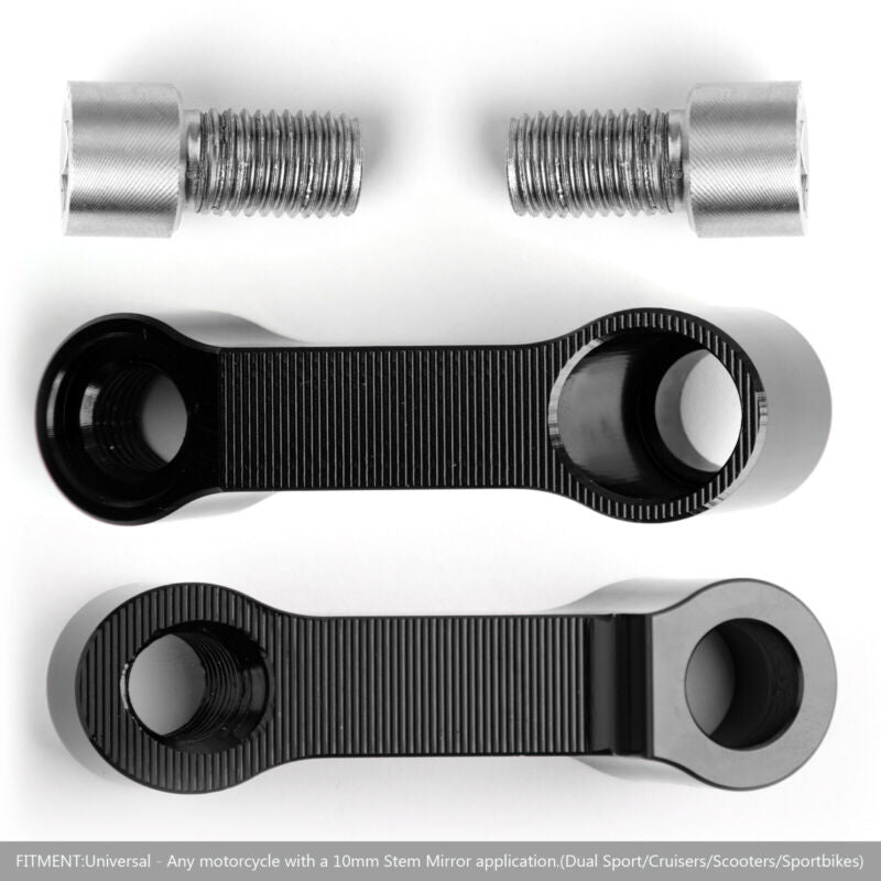 Honda 10mm Pair ALU Motorcycle Mirror Extenders-Riser-Extension Black