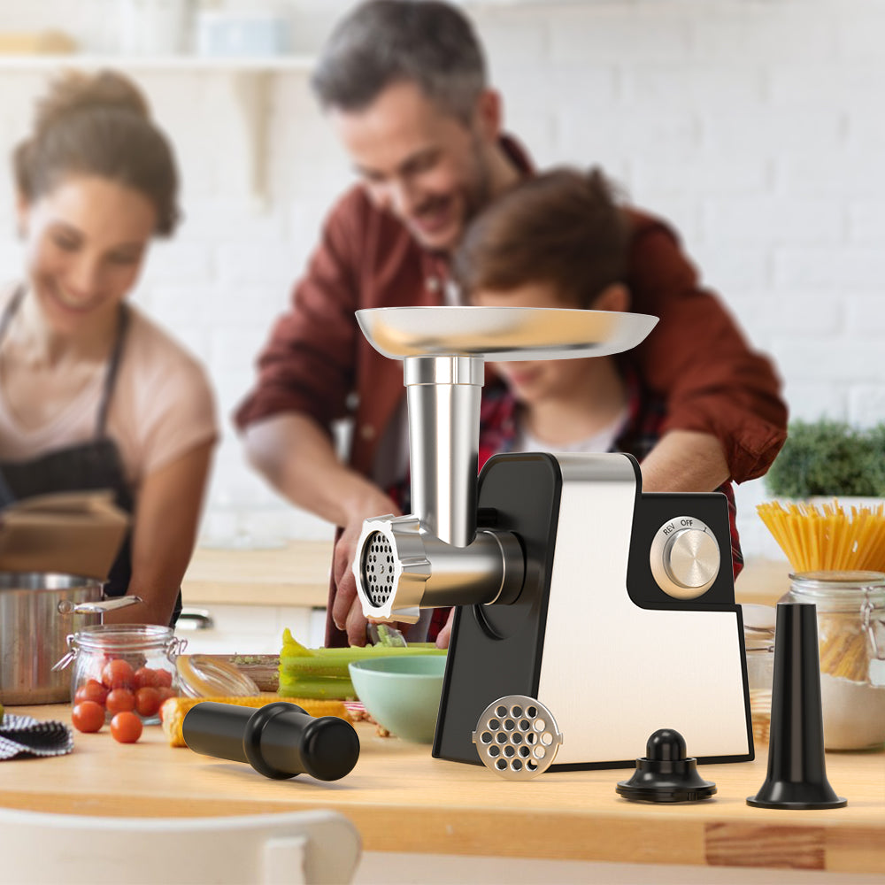 5 in 1 Electric Meat Grinder: 600W Meat Grinder with 3 Blades Sausage Stuffer Tube & Kubbe Kit  Vegetable Slicer & Shredder Cheese Grater