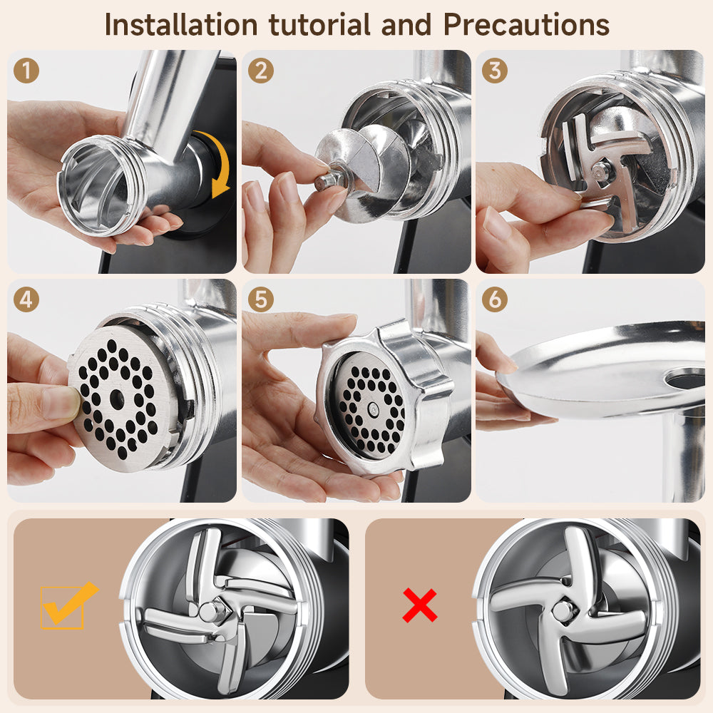 5 in 1 Electric Meat Grinder: 600W Meat Grinder with 3 Blades Sausage Stuffer Tube & Kubbe Kit  Vegetable Slicer & Shredder Cheese Grater