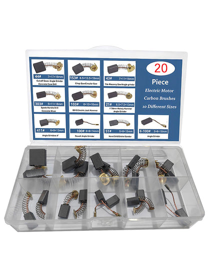 20Pcs Electric Motor Carbon Brushes 10 Sizes Replacement Repair Power Tool Part
