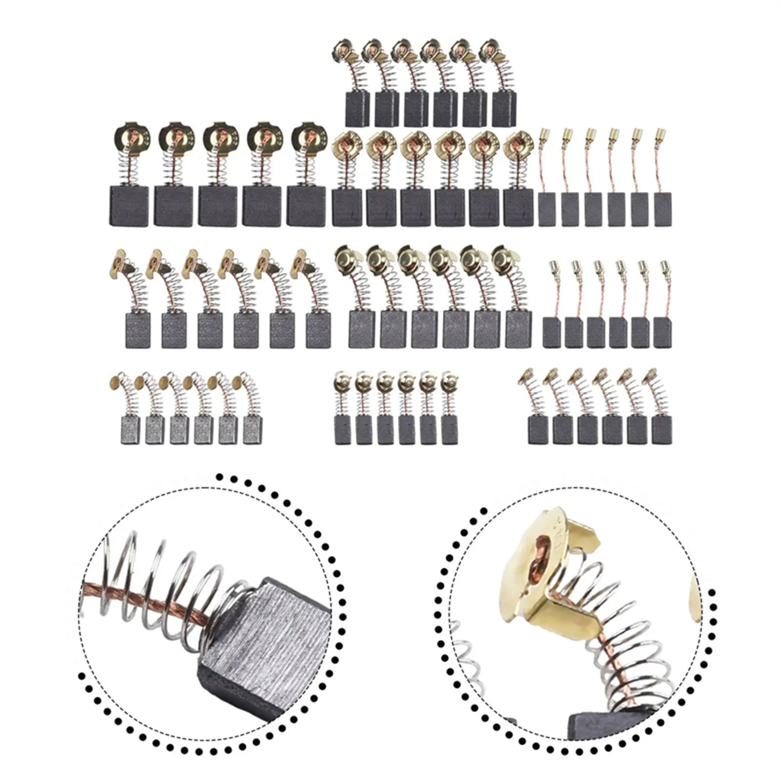60Pcs 10 Sizes Electric Motor Carbon Brushes Replacement For Power Tool