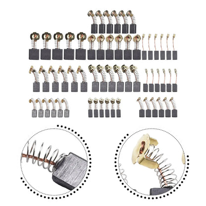 60Pcs 10 Sizes Electric Motor Carbon Brushes Replacement For Power Tool