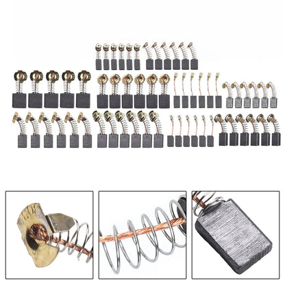 60Pcs 10 Sizes Electric Motor Carbon Brushes Replacement For Power Tool