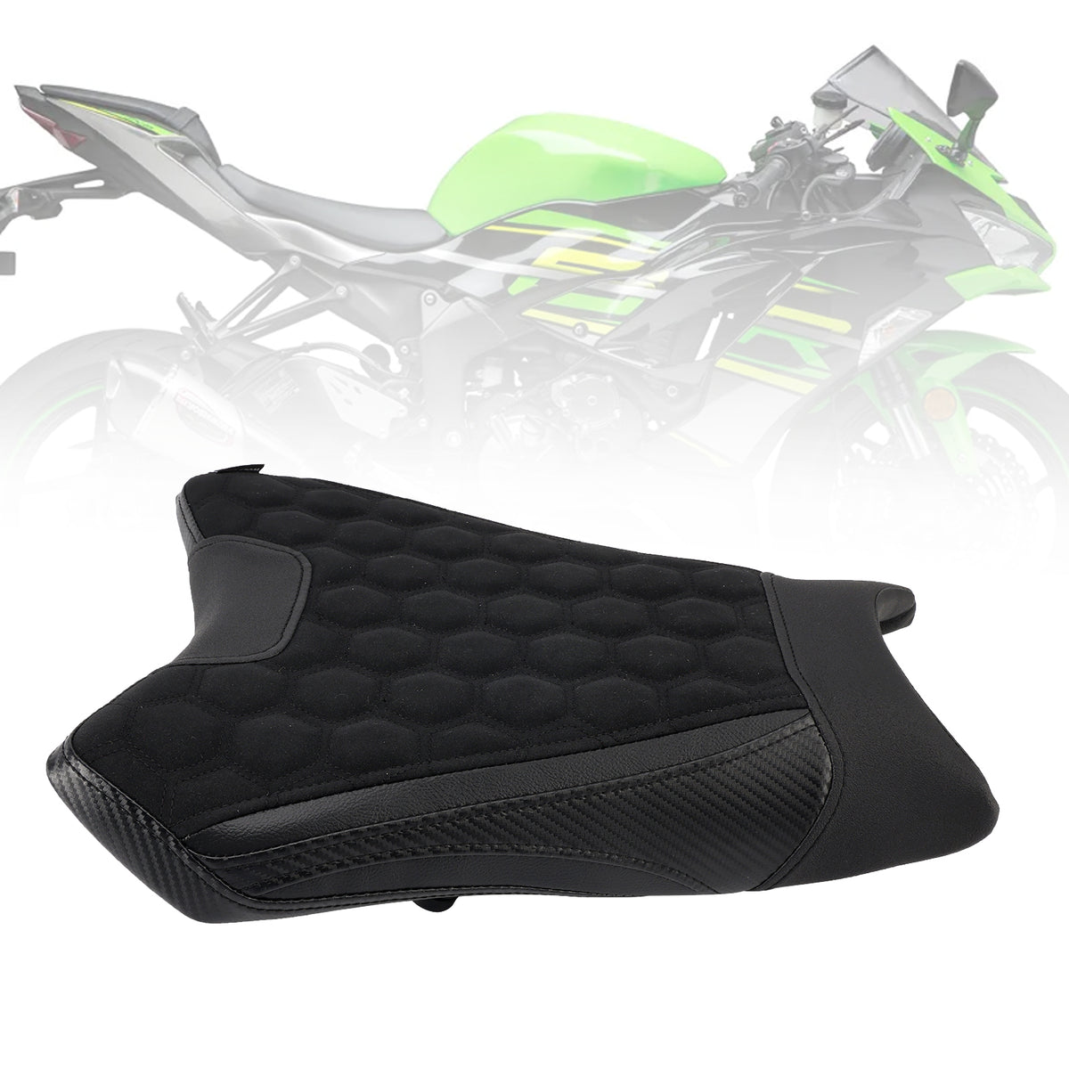 Front Raider Seat Driver Cushion Pu Fit Blacka For Kawasaki Ninja Zx-6R 19-25