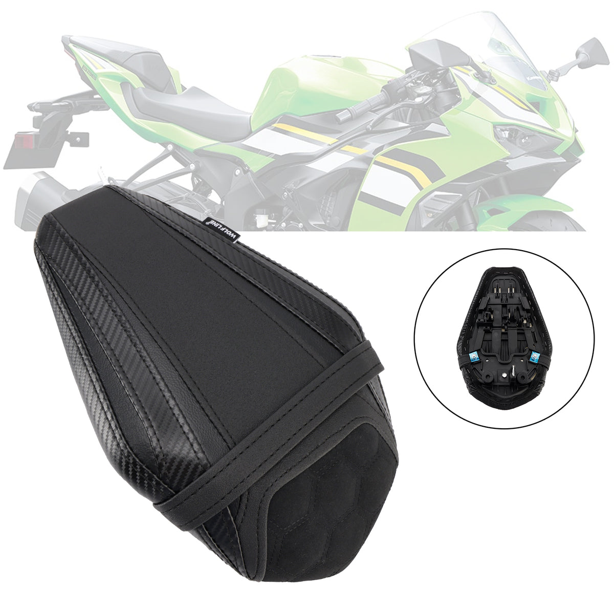Rear Seat Passenger Cushion Flat Fit Blacka For Kawasaki Ninja Zx-6R 2019-2025