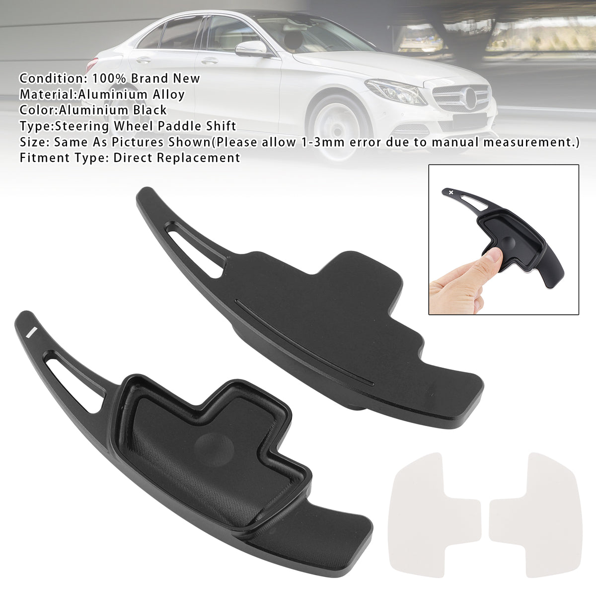 Steering Wheel Paddle Shifter For Benz C GLC E 2015-2022 Aluminium Black