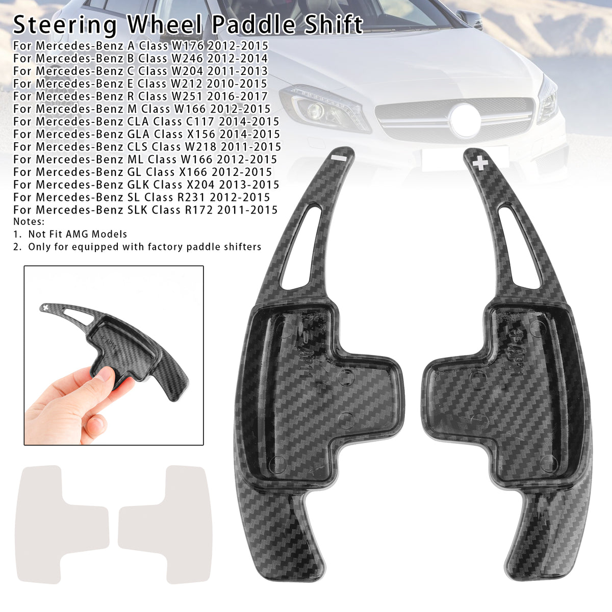 Carbon Look Steering Wheel Paddle Shifter Extensions For Mercedes-Benz A C E