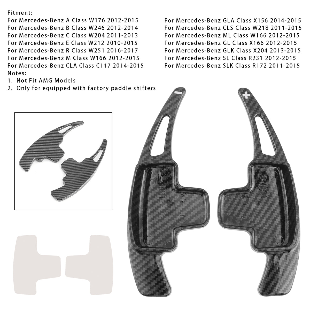 Carbon Look Steering Wheel Paddle Shifter Extensions For Mercedes-Benz A C E