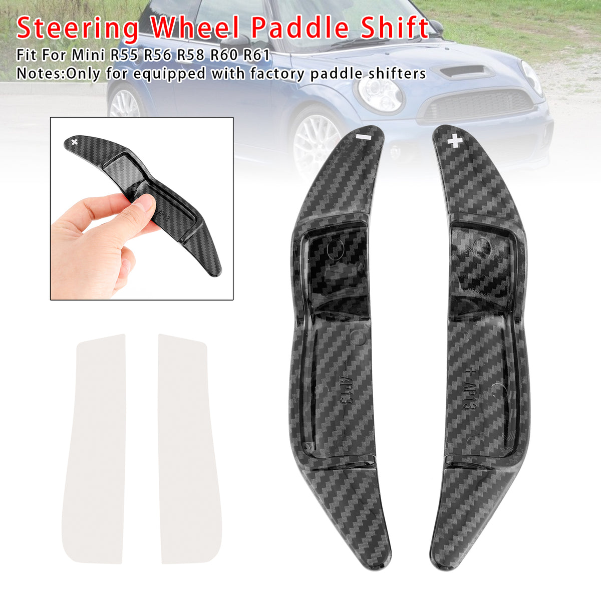 Carbon Look Steering Wheel Paddle Shifter Extension For Mini R55 R56 R58 R60 R61