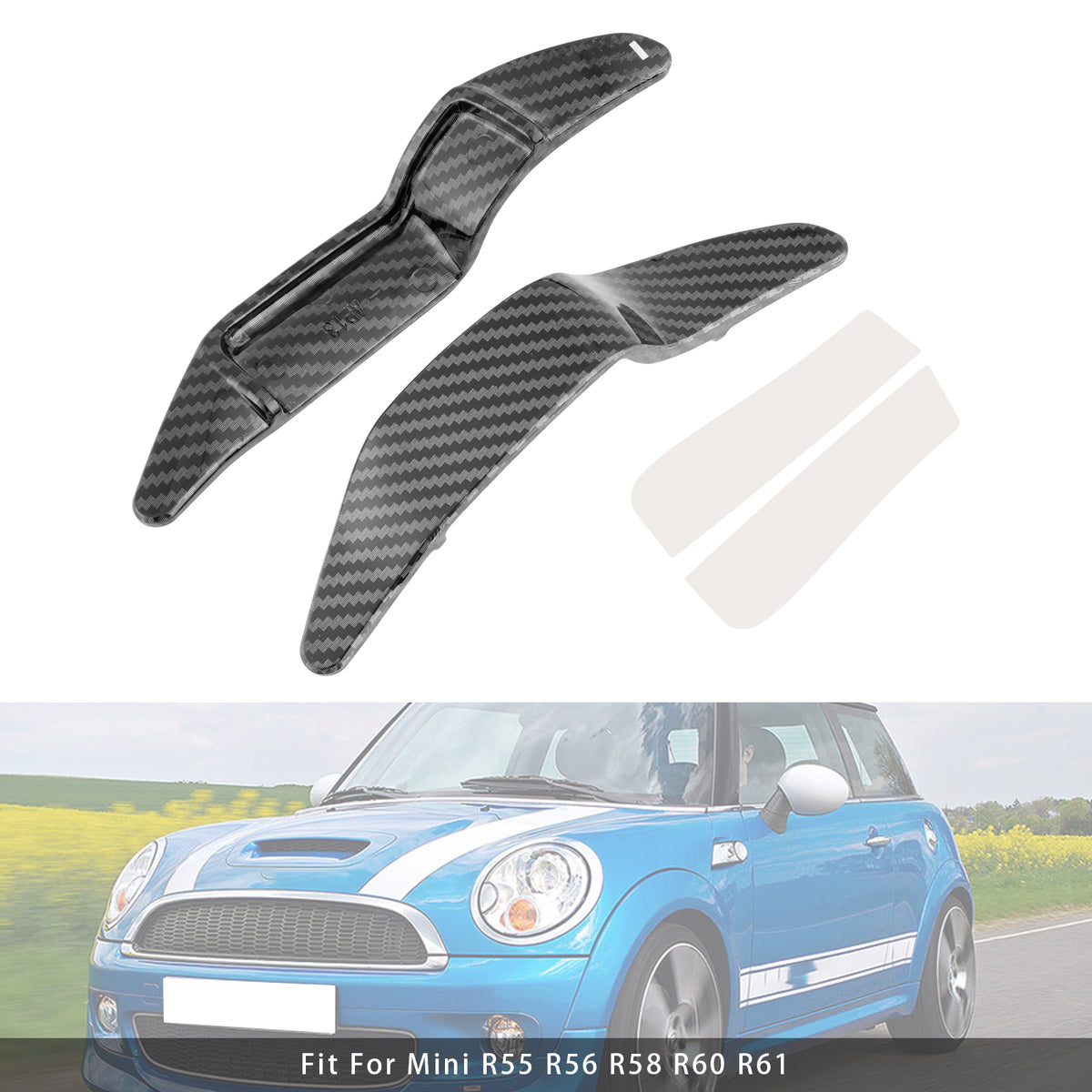 Carbon Look Steering Wheel Paddle Shifter Extension For Mini R55 R56 R58 R60 R61