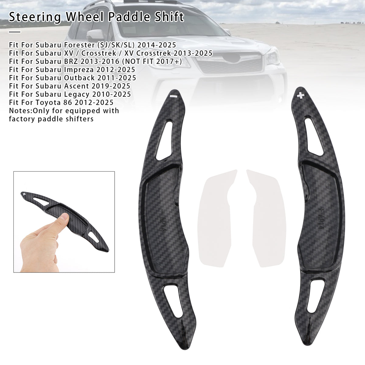 Carbon Look Steering Wheel Paddle Shifter Extension For Subaru Forester Outback